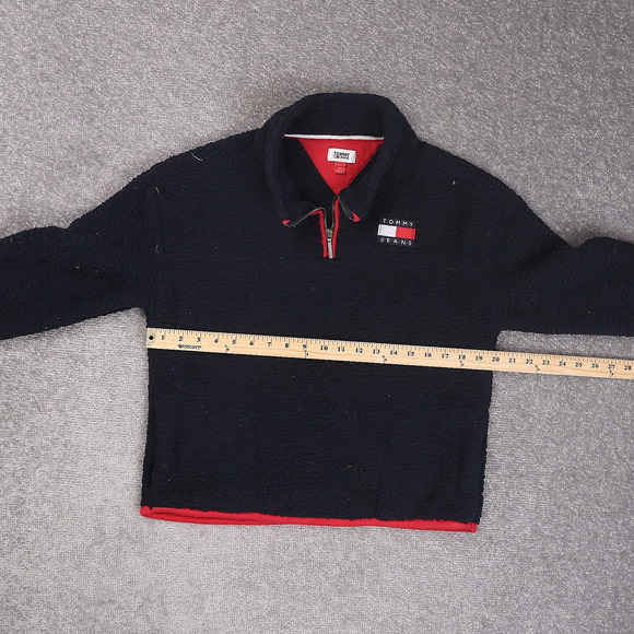 Womens Tommy Hilfiger Jeans High Pile Logo Small Blue Long Sleeve 1/4 Zip Jacket - Picture 4 of 10